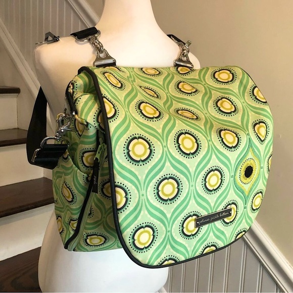 PETUNIA PICKLE BOTTOM Green Yellow Floral Backpack Adjust Crossbody Baby Bag - Picture 6 of 17